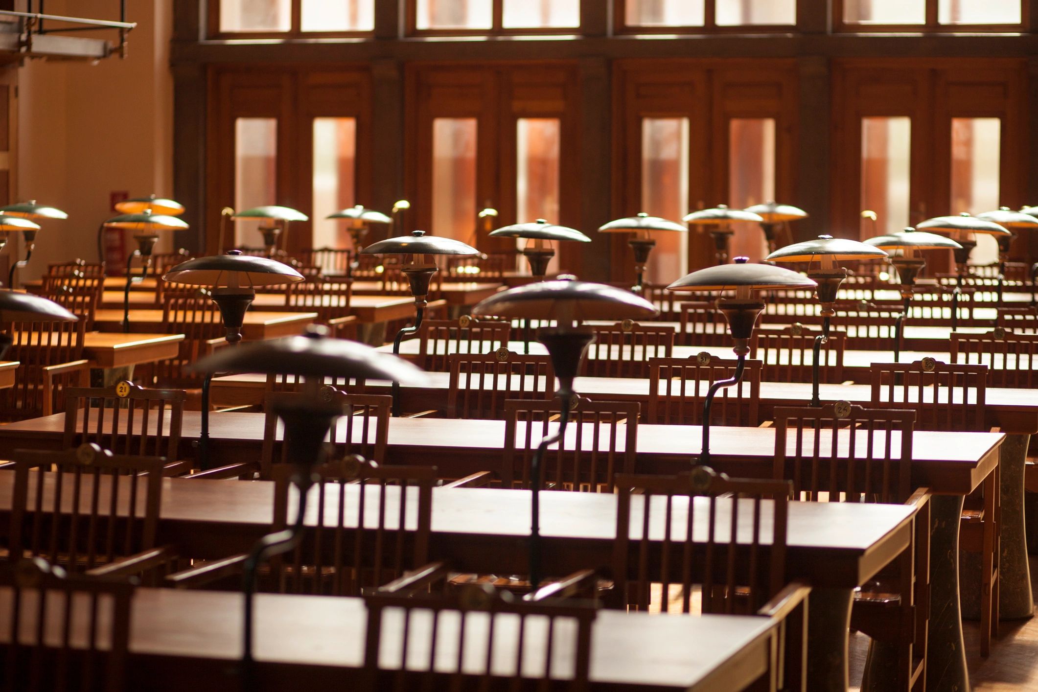 Quiet academic library reading room